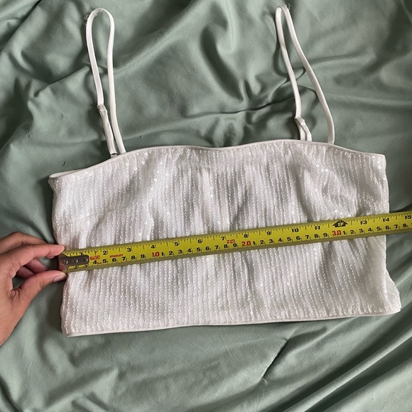 12th Tribe Soirée White Sequin Crop Top - Picture 15 of 16